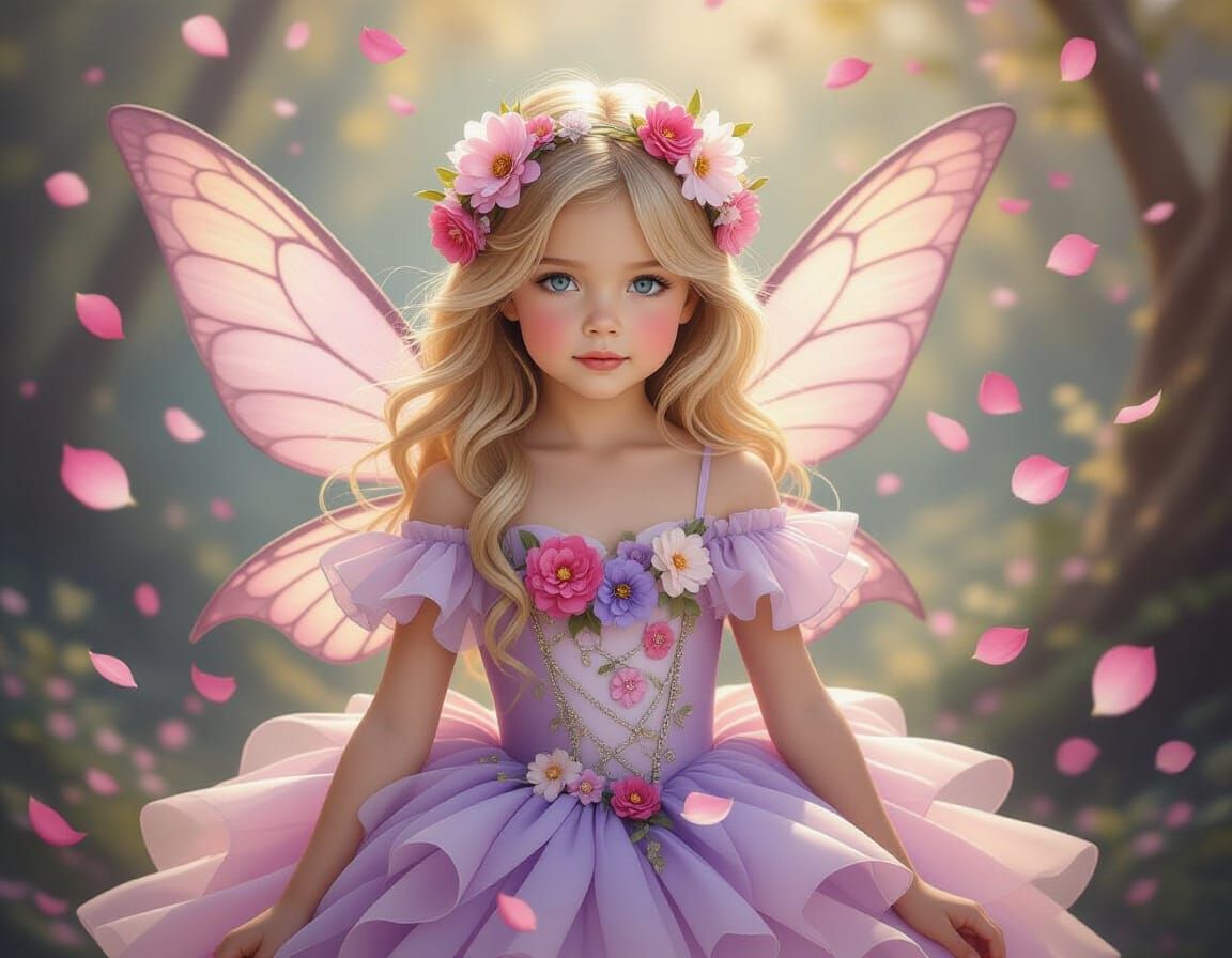 Blonde Flower Fairy in Romantic Pin-Up Style