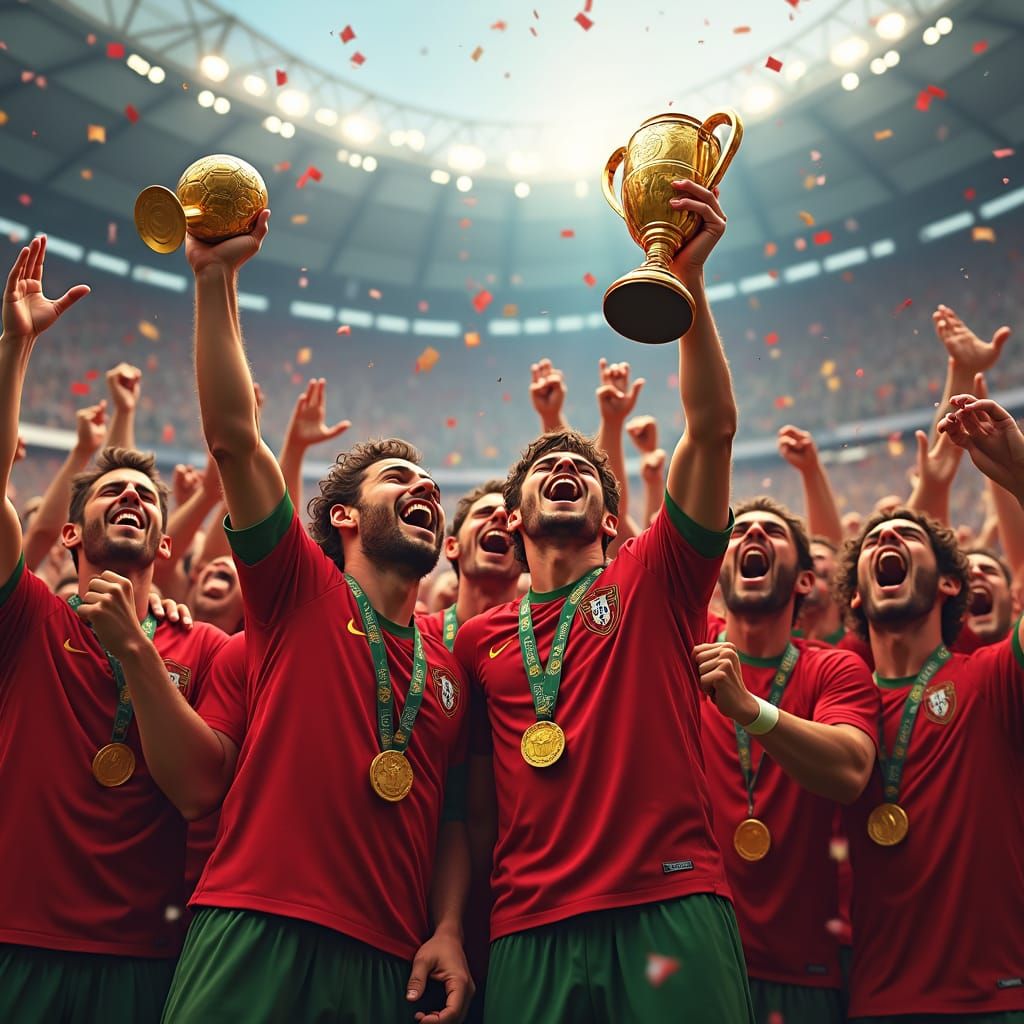 Portuguese Soccer Team Celebrates Victory as Digital Art
