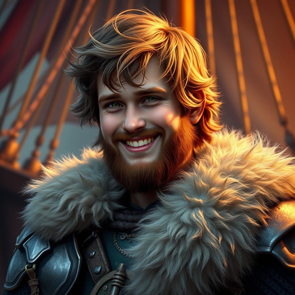 Viking Warrior in Splendid Shipwreck Scene