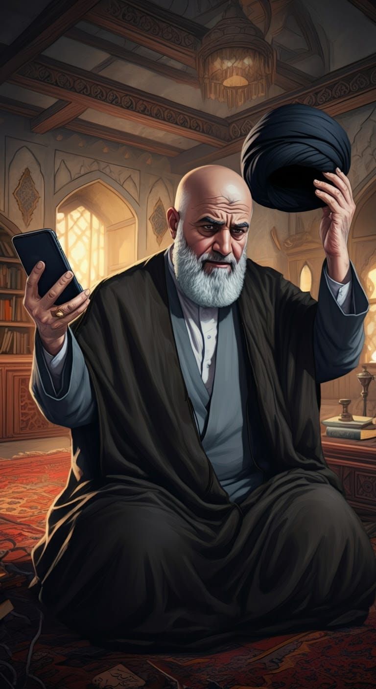 Suspicious Religious Figure in Digital Comic Art