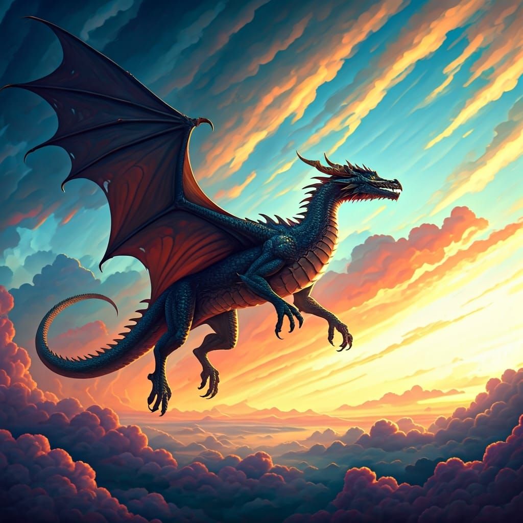 Dragon Soaring Through the Sky