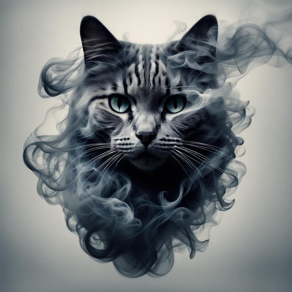 Intricate Smoke Cat: A Cinematic Composition