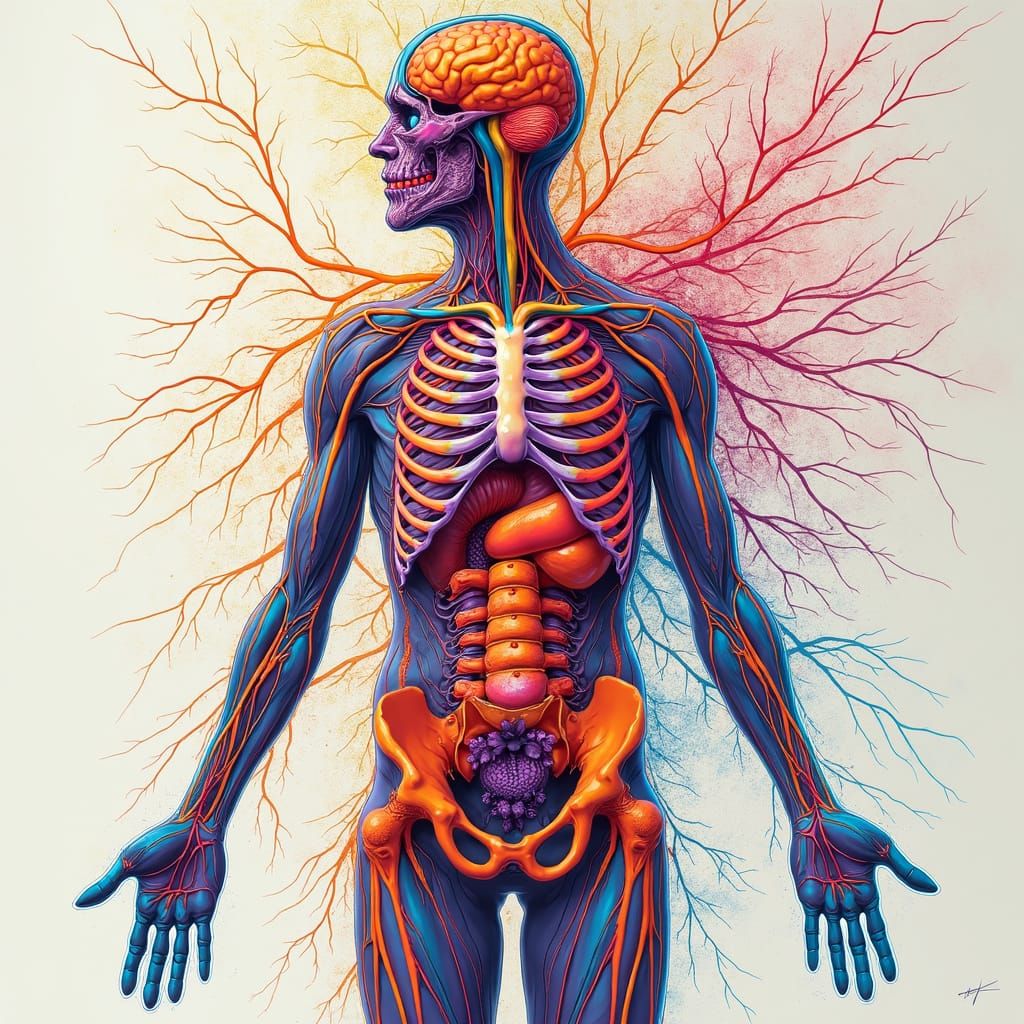 Detailed Human Body Interior in Vibrant Colors