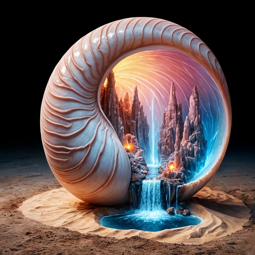 Pink Nautilus Shell with Interior Cavern