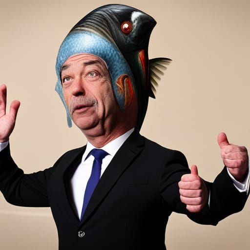Surreal Fish Head Politician in Suit