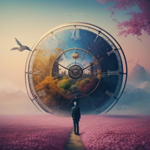 Surreal Melting Clocks in Dreamlike World