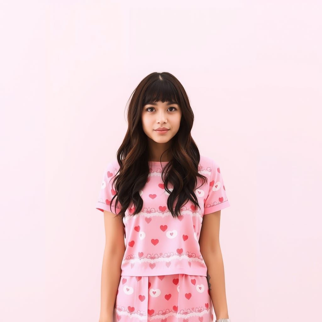 Surreal Pink Pattern Art Featuring a Happy Woman