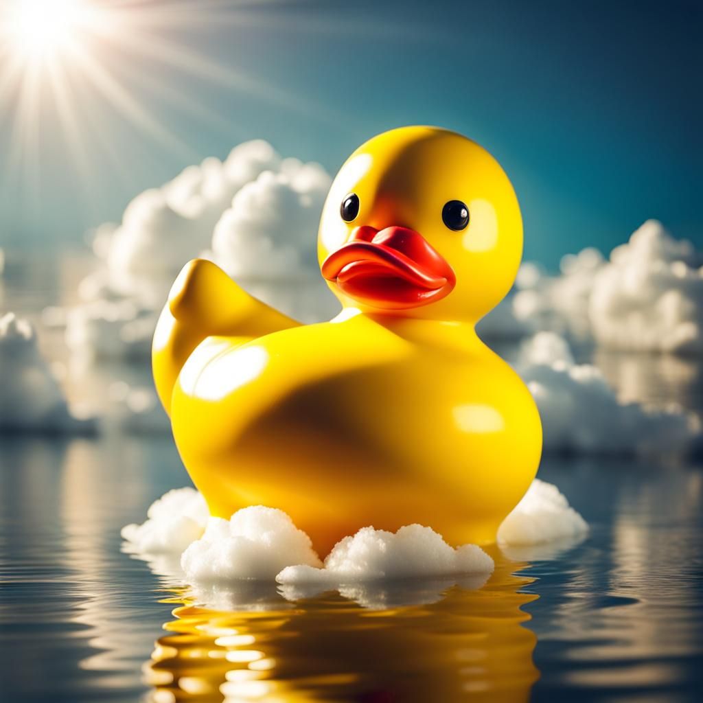 Radiant Rubber Duck Bathed in Divine Light