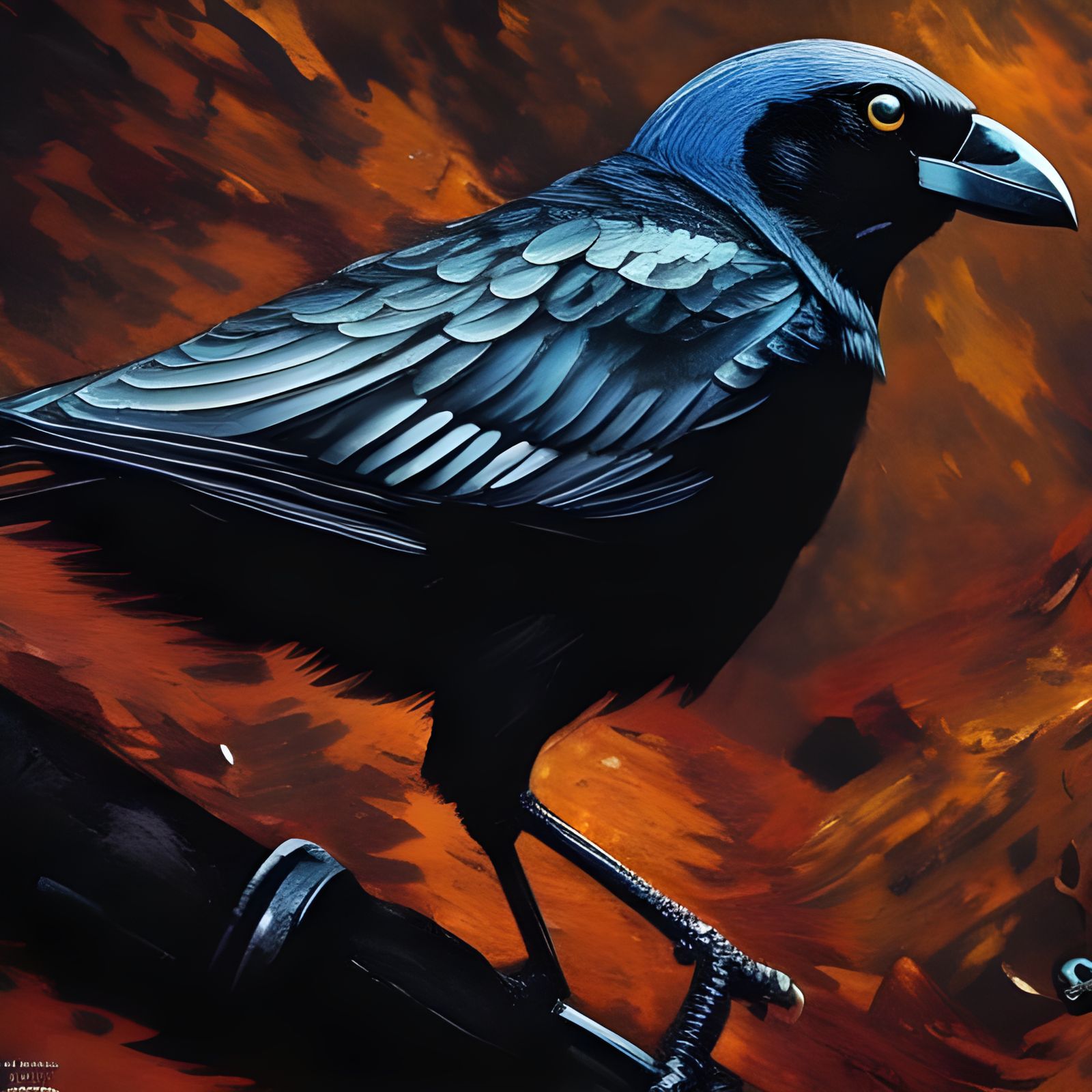 Steampunk Raven in Detailed Impasto Illustration
