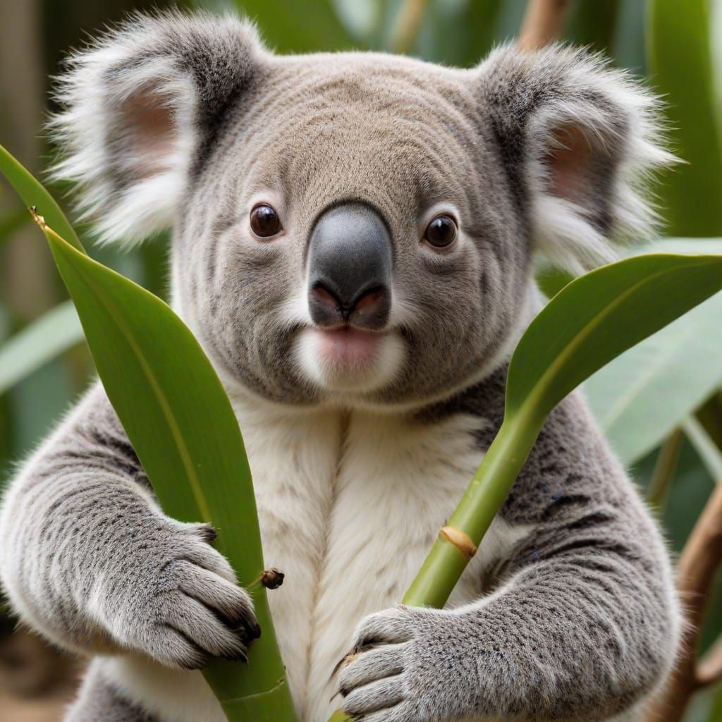 Humorous Muscular Koala Bear Flexing Bicep