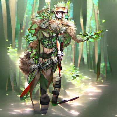 AI Generated Forest Warrior Illustration