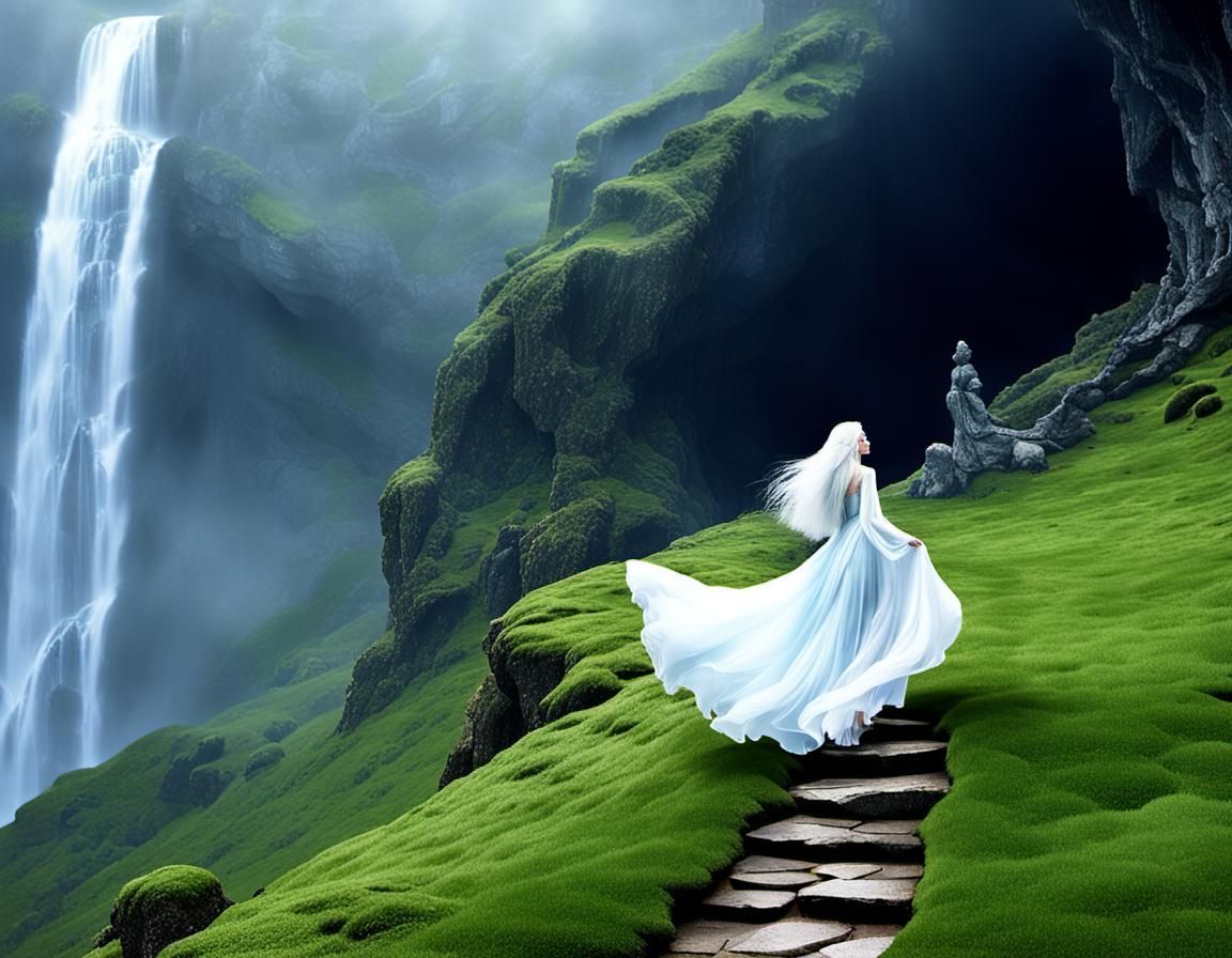 Fairy Flies to Misty Waterfall Cave Opening