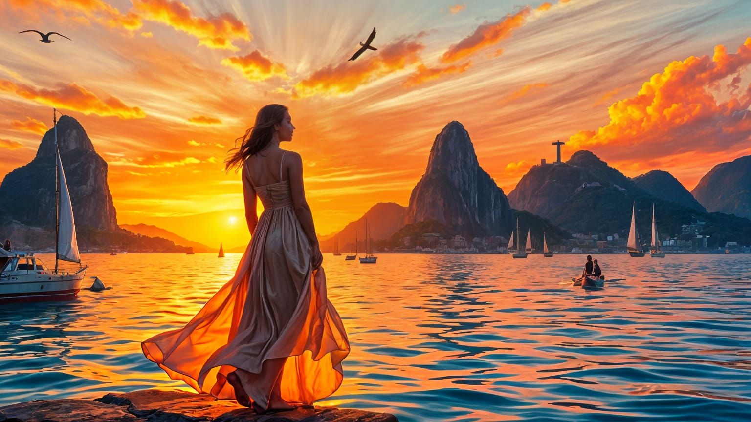 Rio de Janeiro Harbor Glows at Sunset