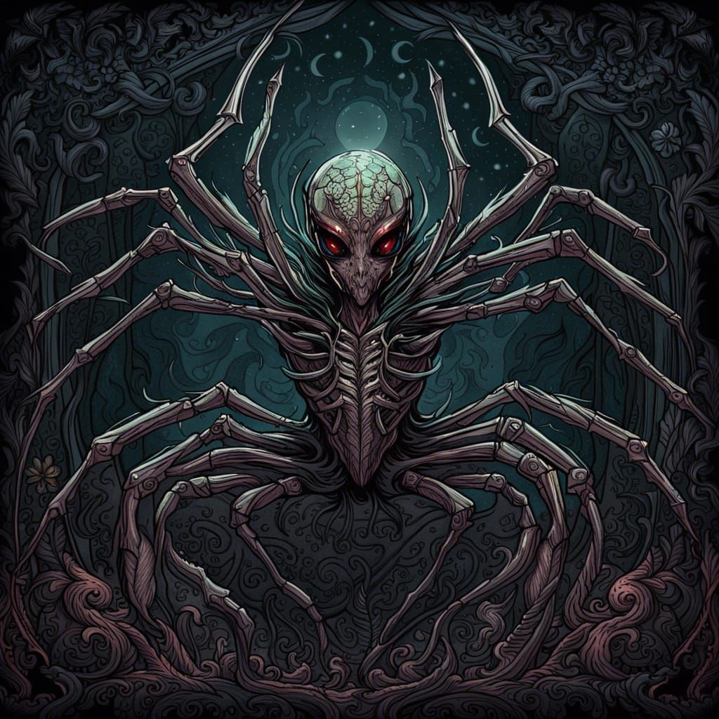 Ornate Portrait of an Evil Drider in Fantasy Style