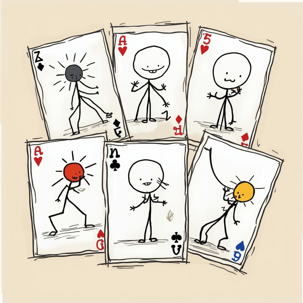 Stick Figure Card Game in Humorous Style
