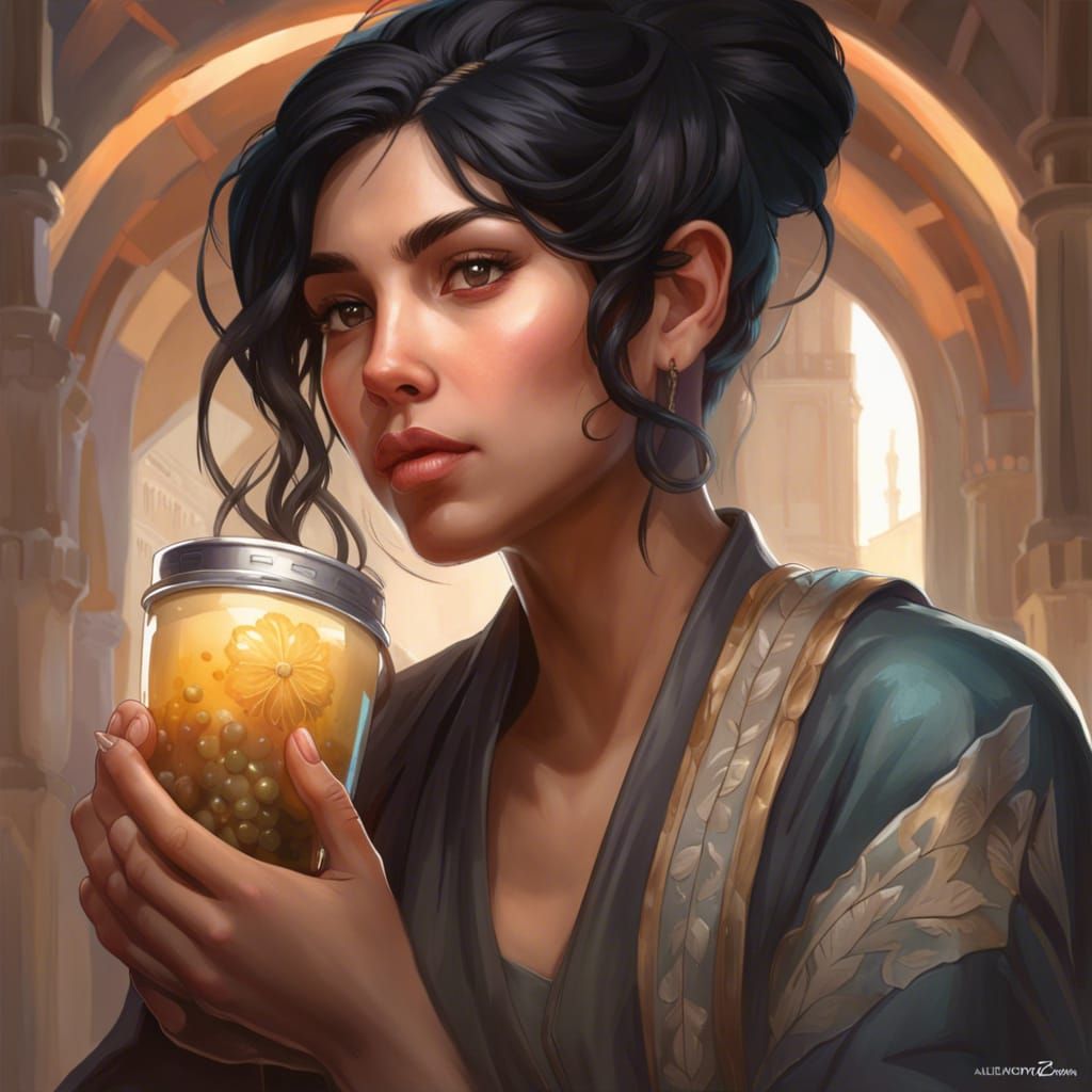 Hyperrealistic Portrait of a Mexican Woman with Boba