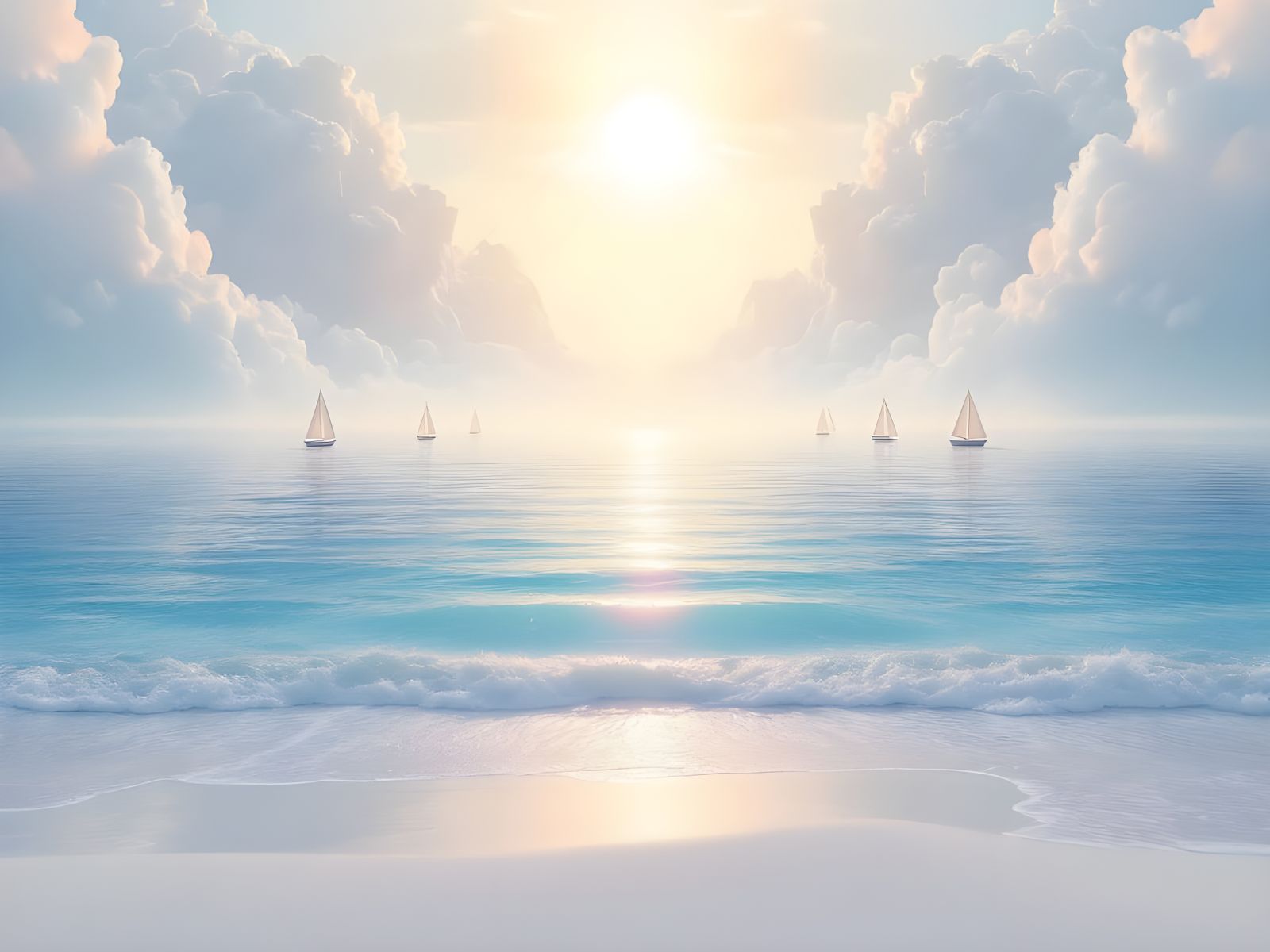 Dreamy Sailboats on a Serene Sea in Soft Focus