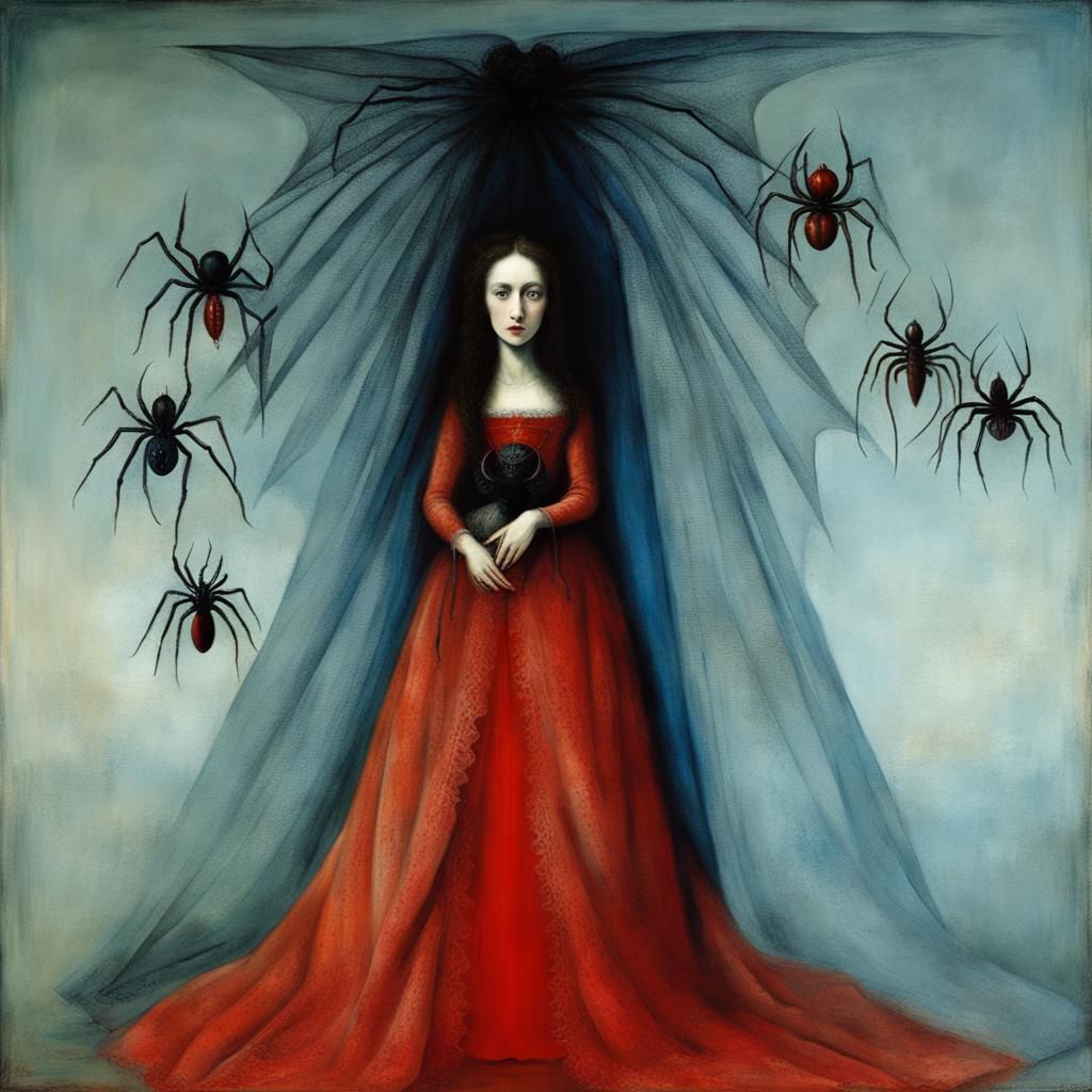 Blue Velvet Widow: A Gothic Art Portrait