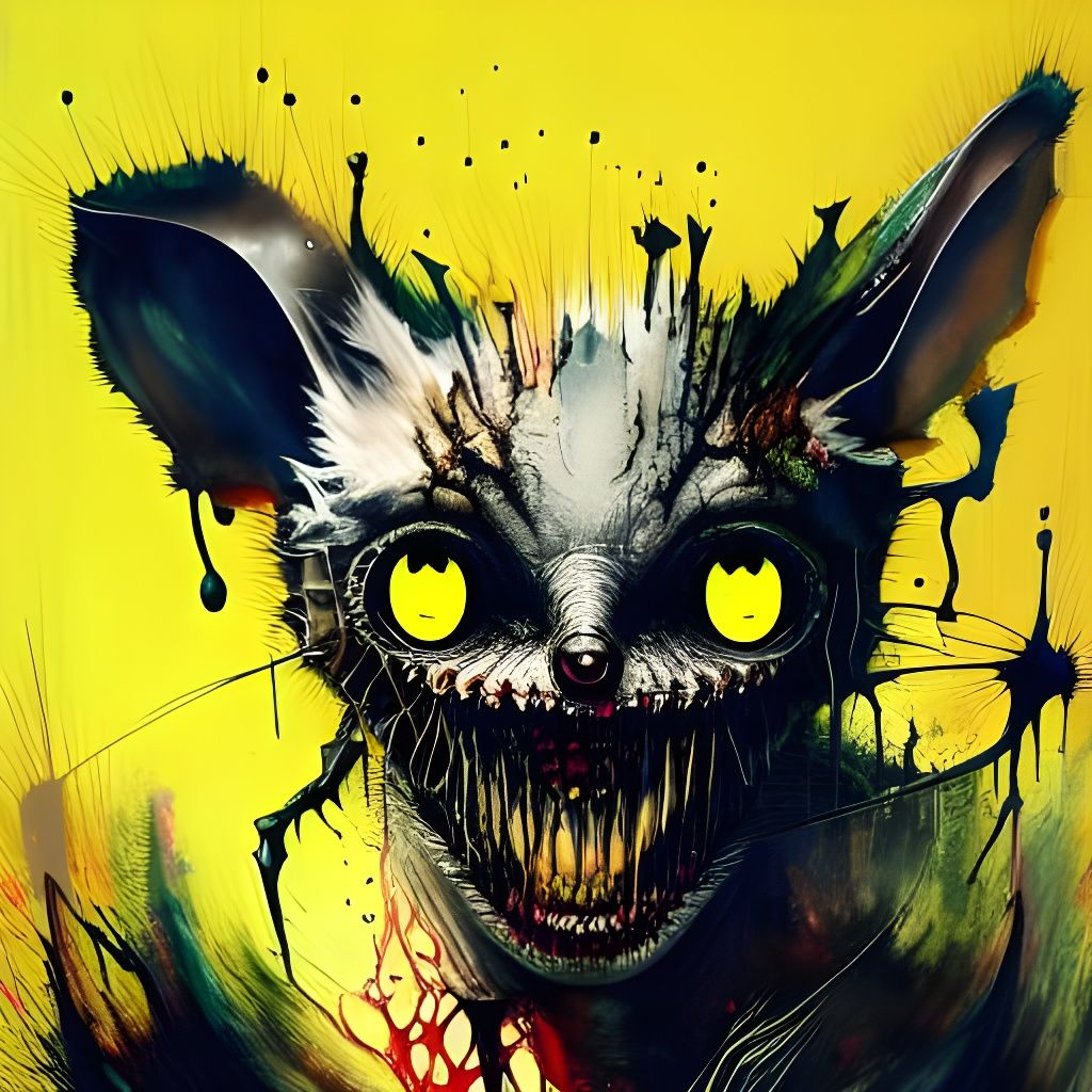 Terrifying Chupacabra with Glowing Eyes in Speedpaint Style