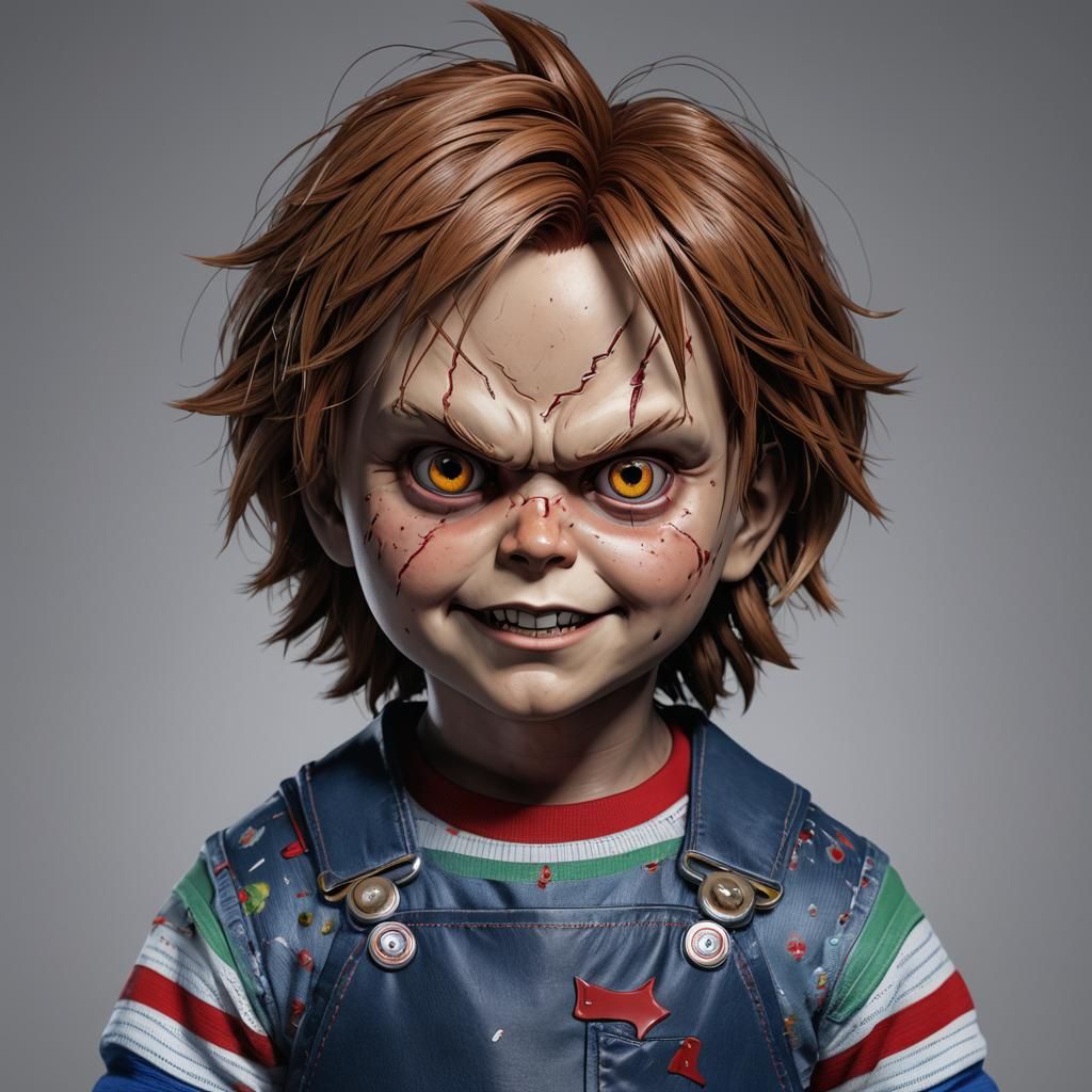 Menacing Chucky Doll in 3D Anime Art