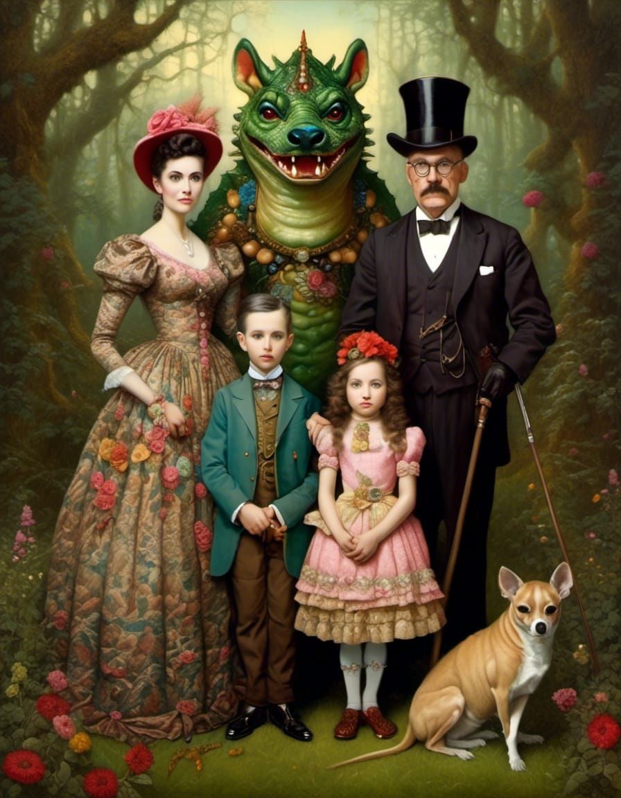 People & Pets: Victorian Family Photograph (Hodag & Dog)