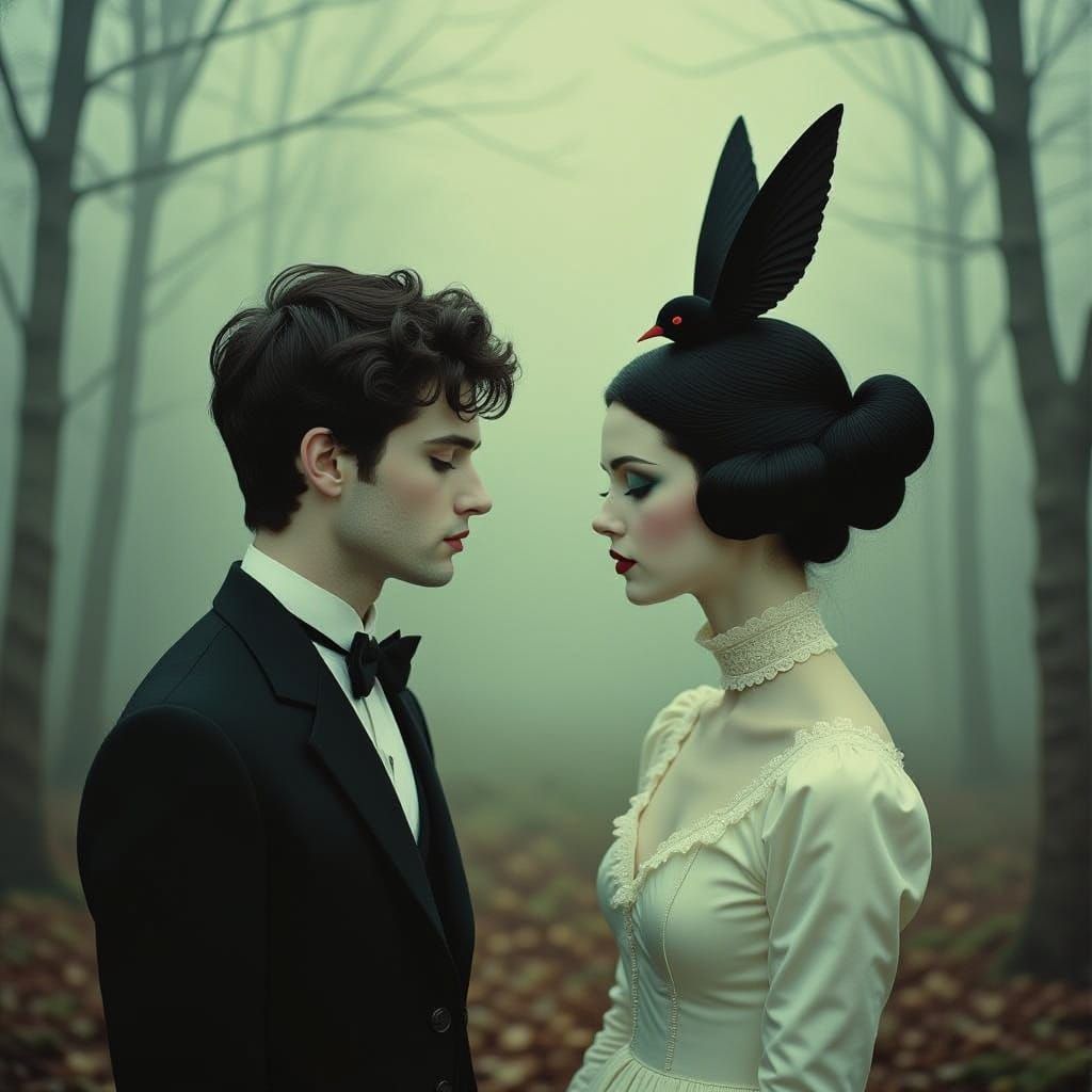 Dark Fairytale Couple in Surreal Dystopia
