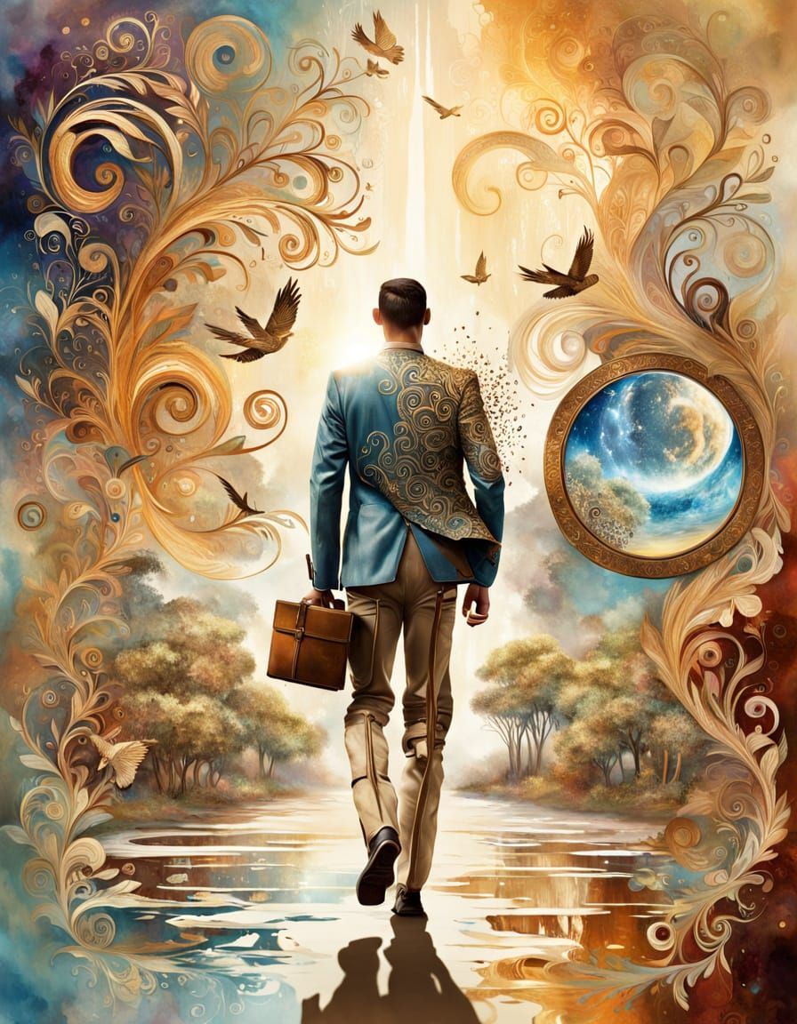 Surreal Space Forrest Gump Poster in Impasto Style