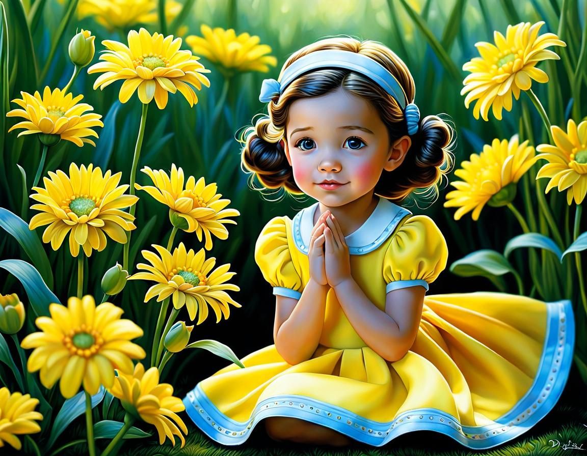 Adorable Character in Yellow, Detailed Whimsical Style