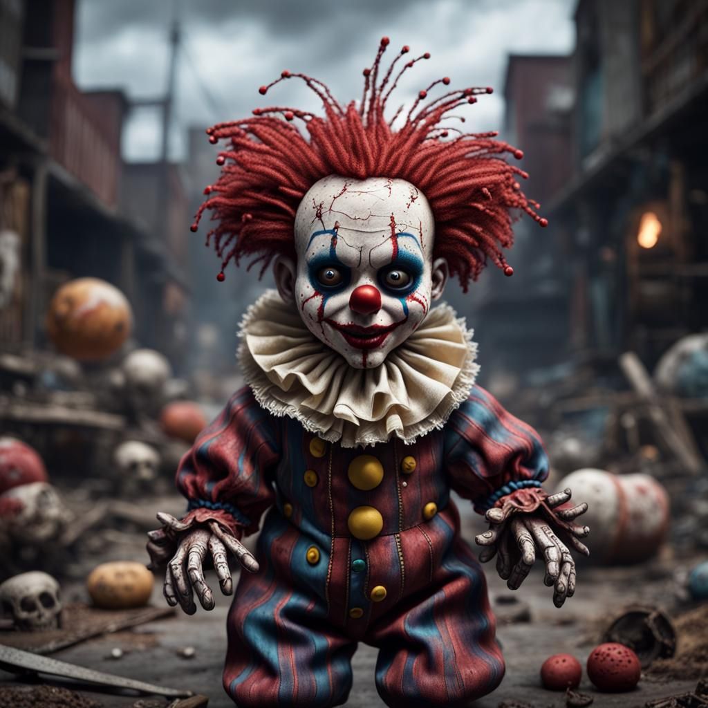 Voodoo Clown Doll in Apocalyptic Setting