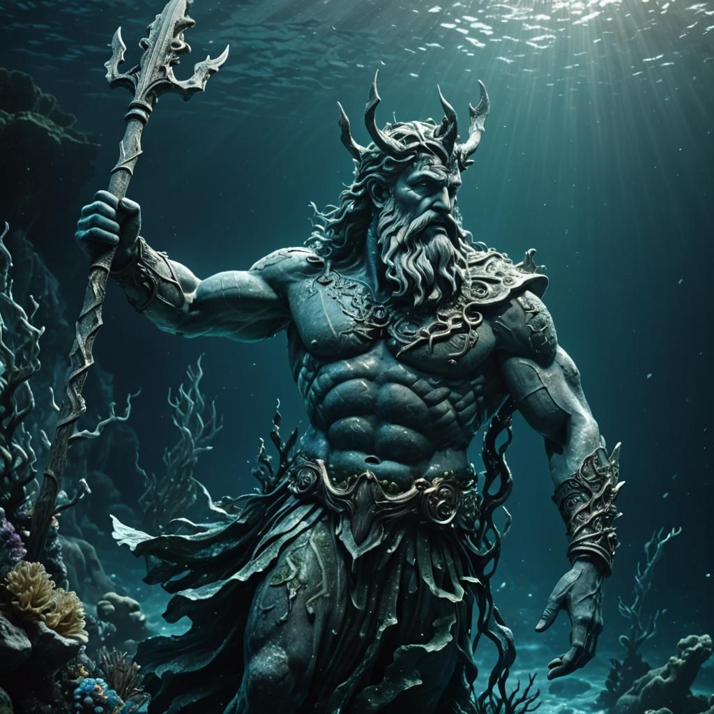 Poseidon Rises: Hyperrealistic Sea God in HDR