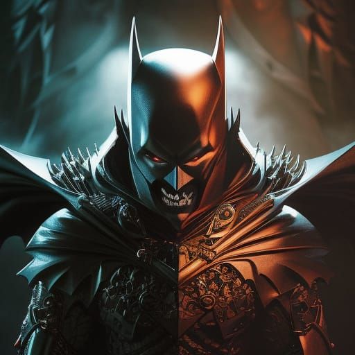 Vampire Batman Dracula in Crystal Ball, Digital Art