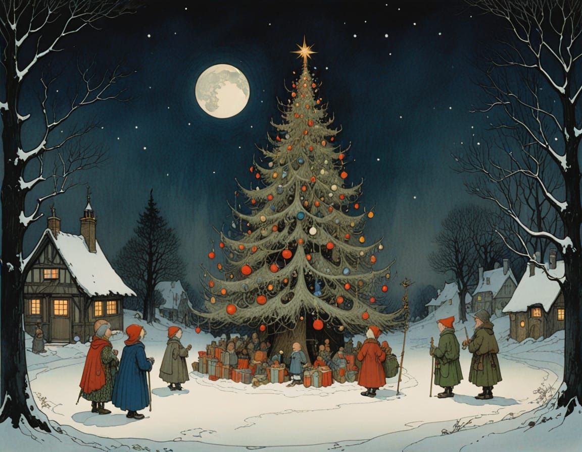 Whimsical Christmas Scene by Artist Influences