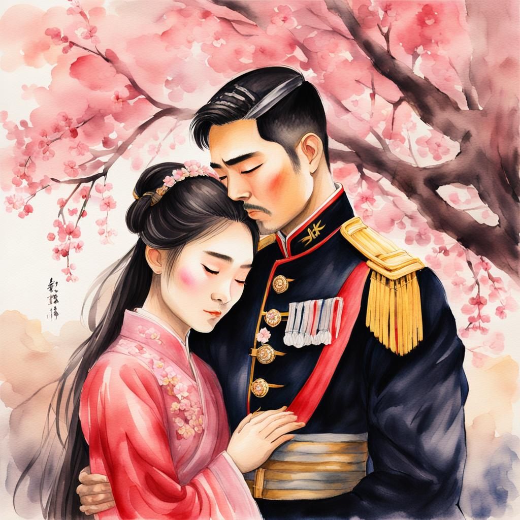 Fantasy Couple Portrait in Watercolor Style
