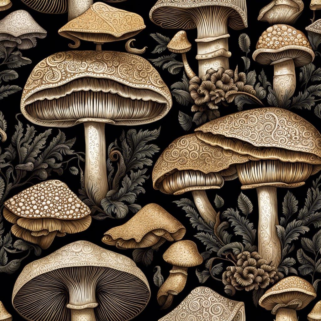 Stone-Carved Mushroom in Baroque Gothic Style