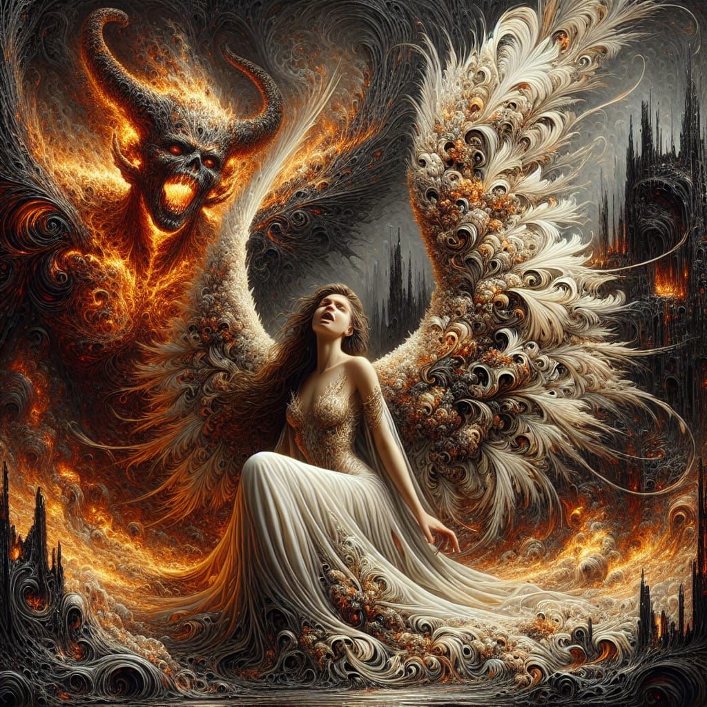 Angel's Frustration in Apocalyptic Chaos: Fractal Art