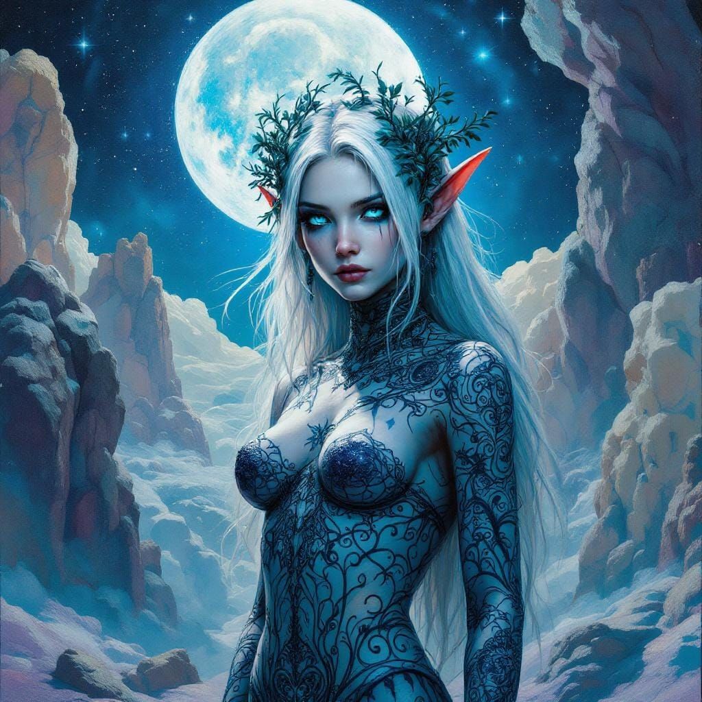 Lunar Elf with Moonlit Vines Crown