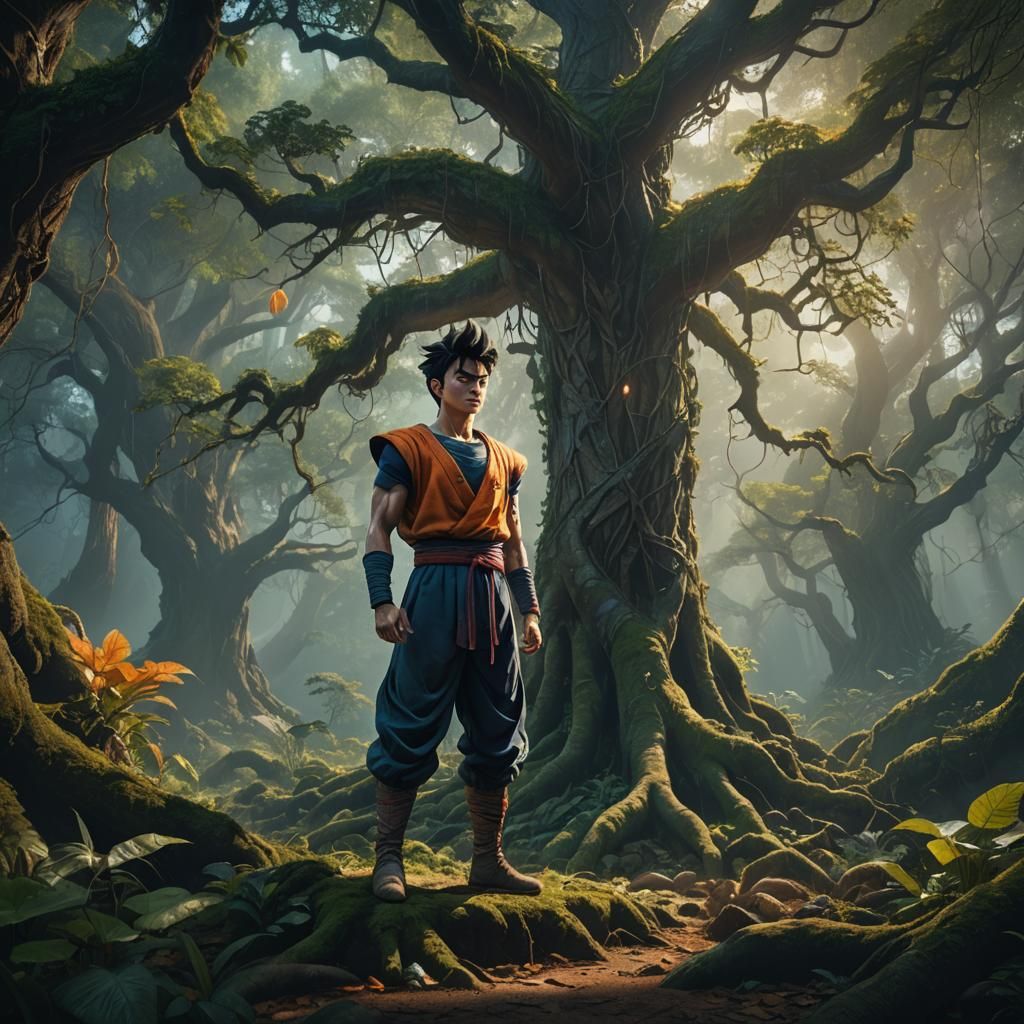Gohan in Mystical Forest: Fantasy Concept Art