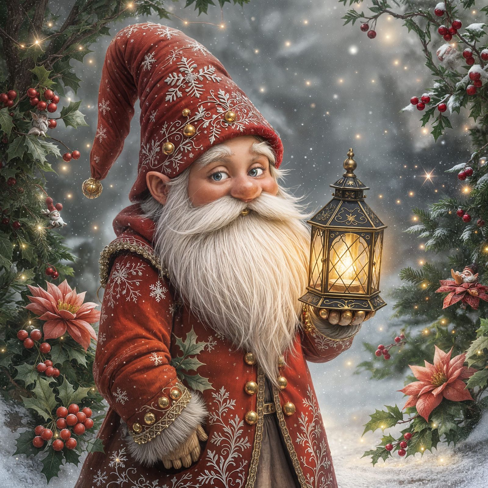 Whimsical Christmas Gnome in Festive Holiday Setting