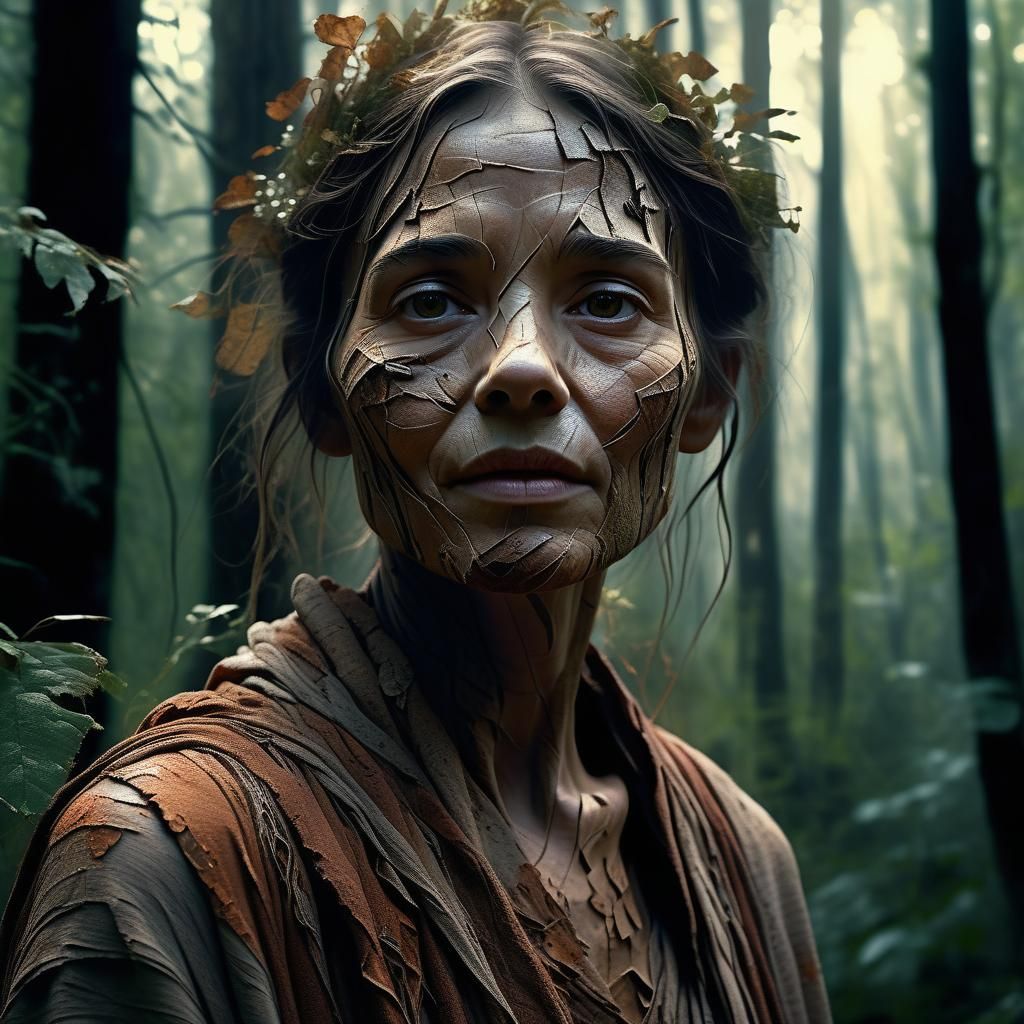 Ethereal Woman in Lush Forest: Fantasy Concept Art