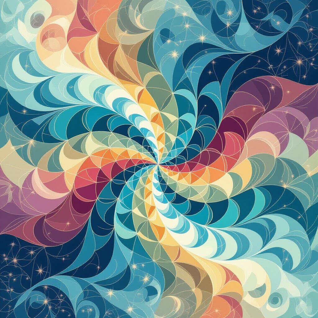 Abstract Fractal Waves in Zentangle Style