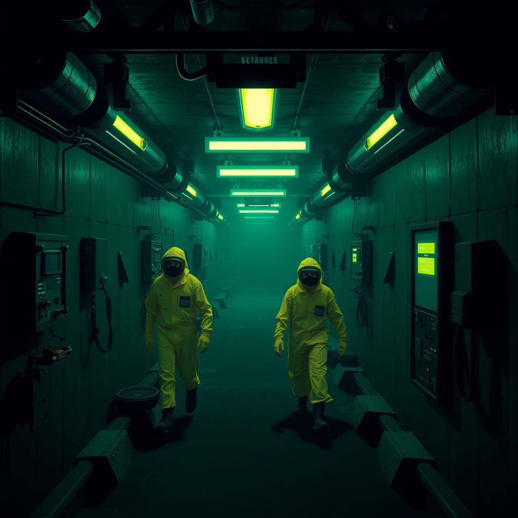 Retro 8-bit Underwater Horror Scene