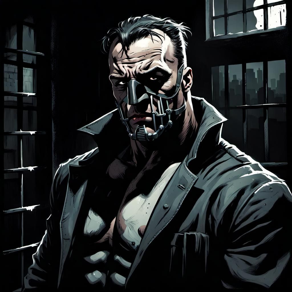 Bane in Gotham Prison: Comic Noir Expressionism