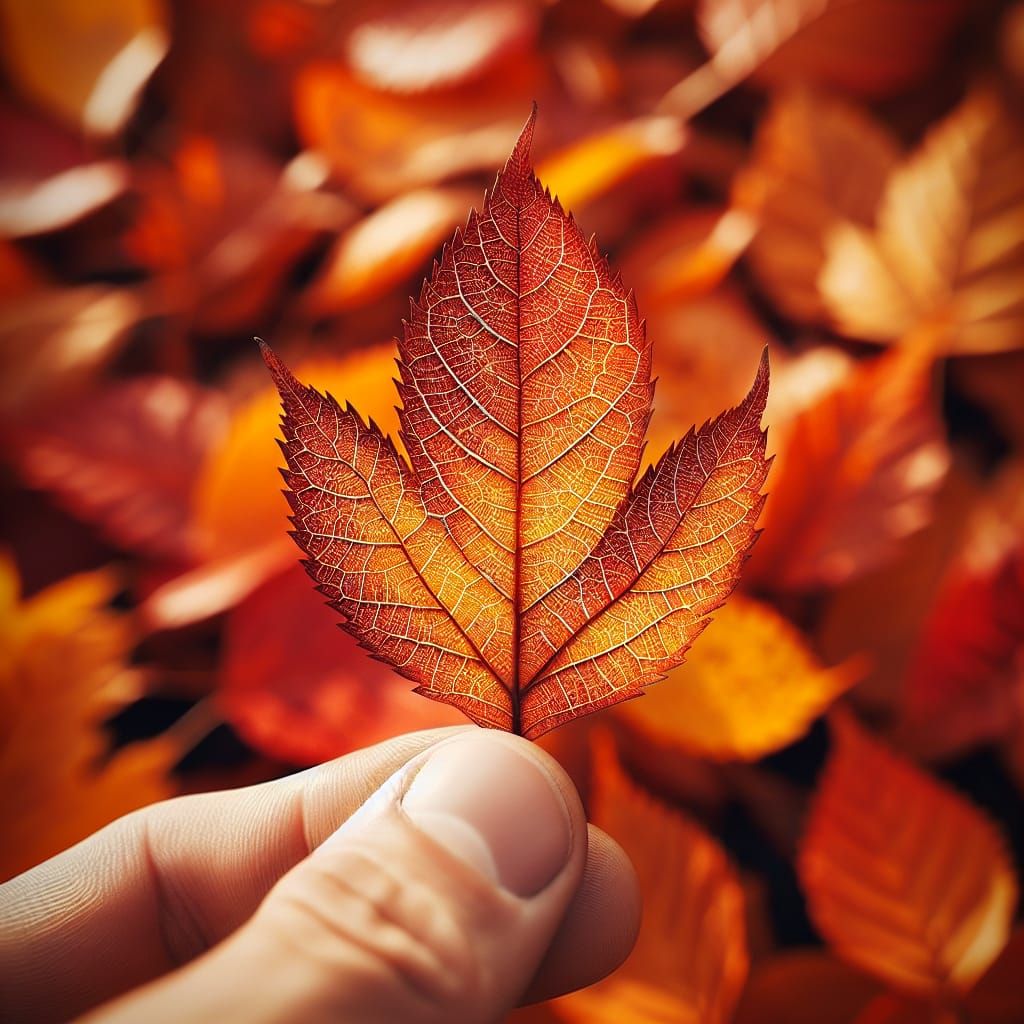 Vibrant Autumn Leaf with Hidden Word Design