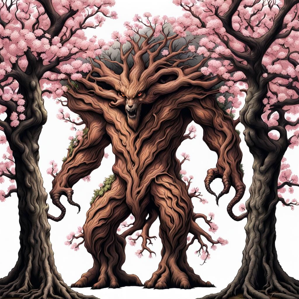 Photorealistic Oak and Cherry Blossom Treant