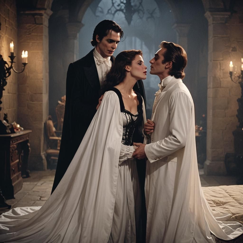 Vampires' Kiss: Cinematic Film Still in Castle Bedroom