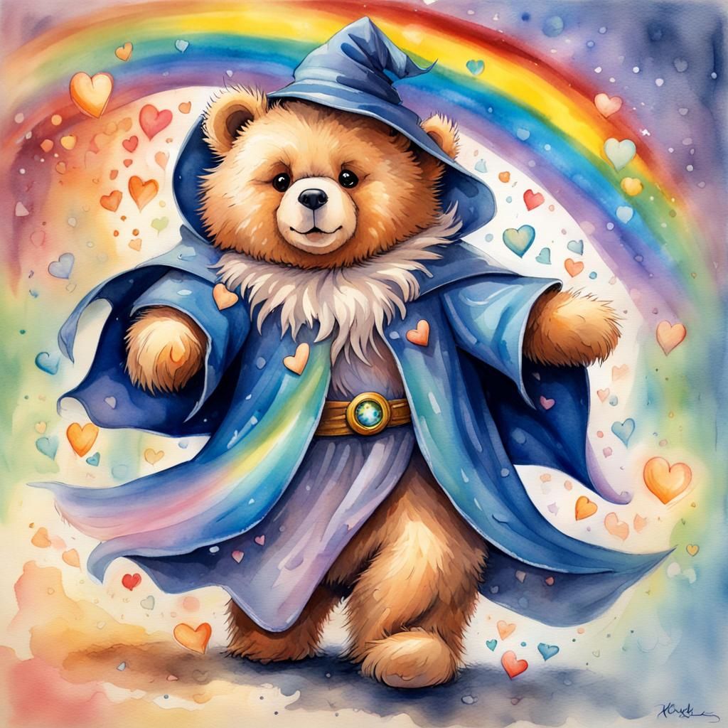 Magical Teddy Bear Wizard Casting a Spell