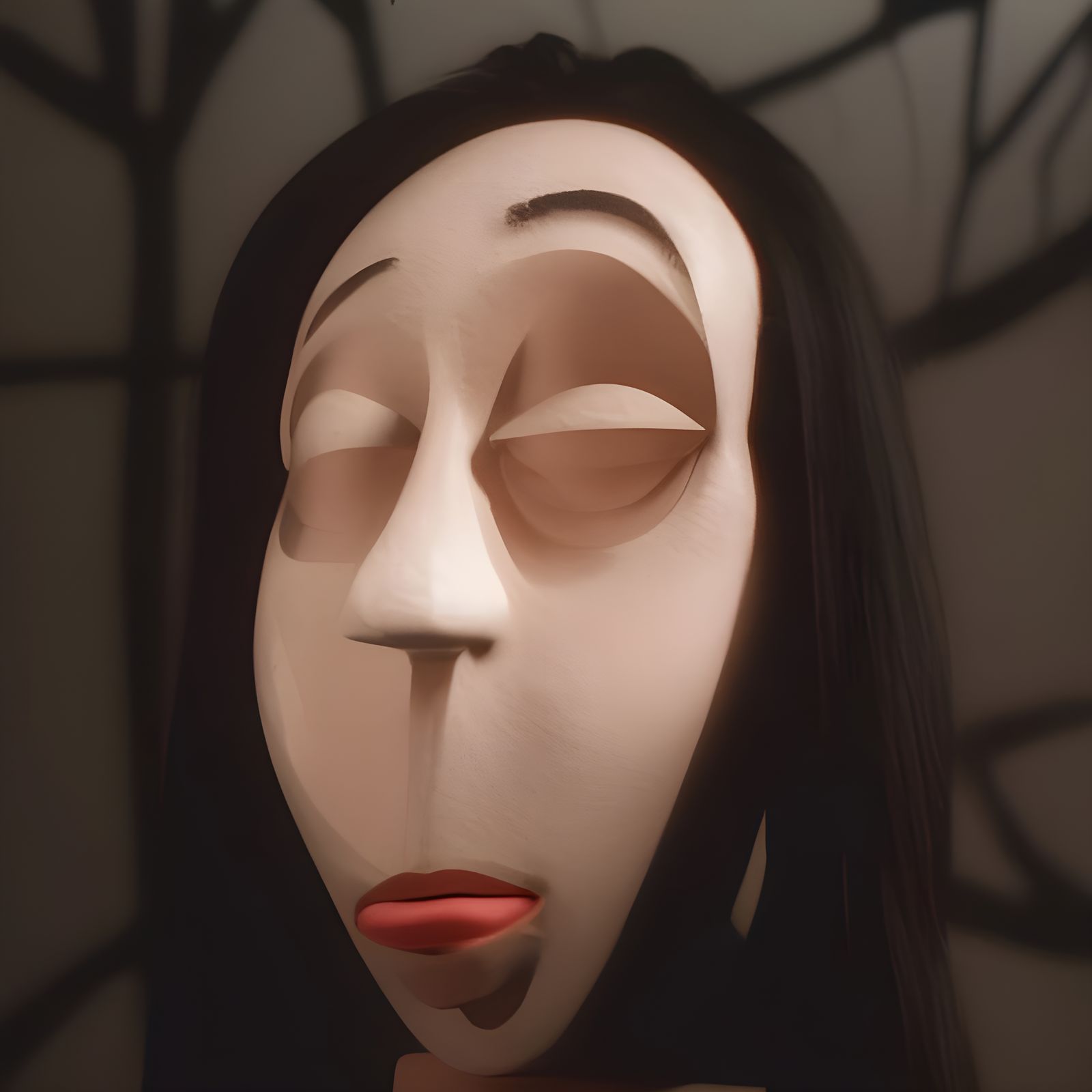 Surreal Face with Toe Nose in Volumetric Lighting