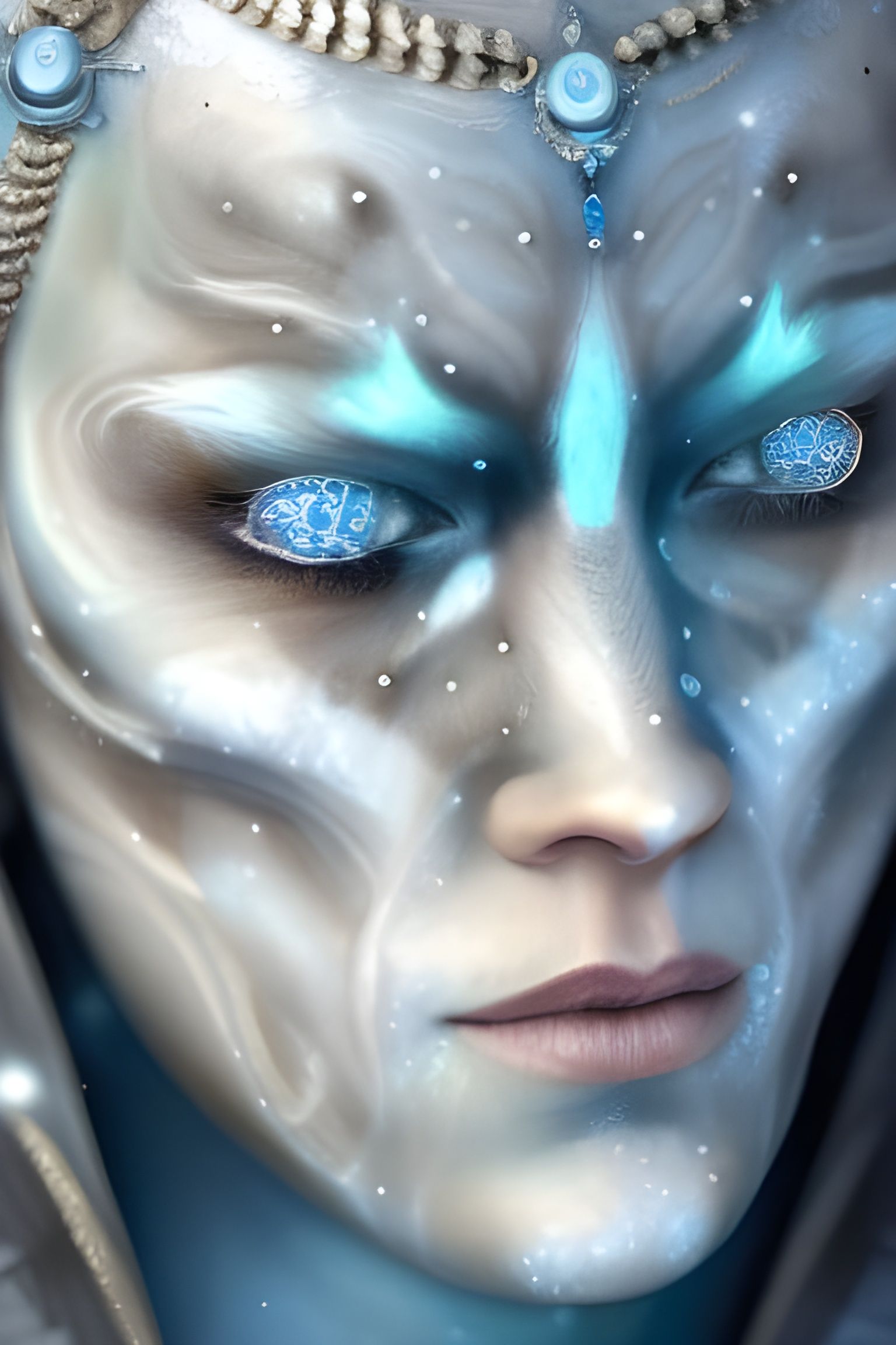 Weeping Ice Goddess in Detailed Digital Portrait