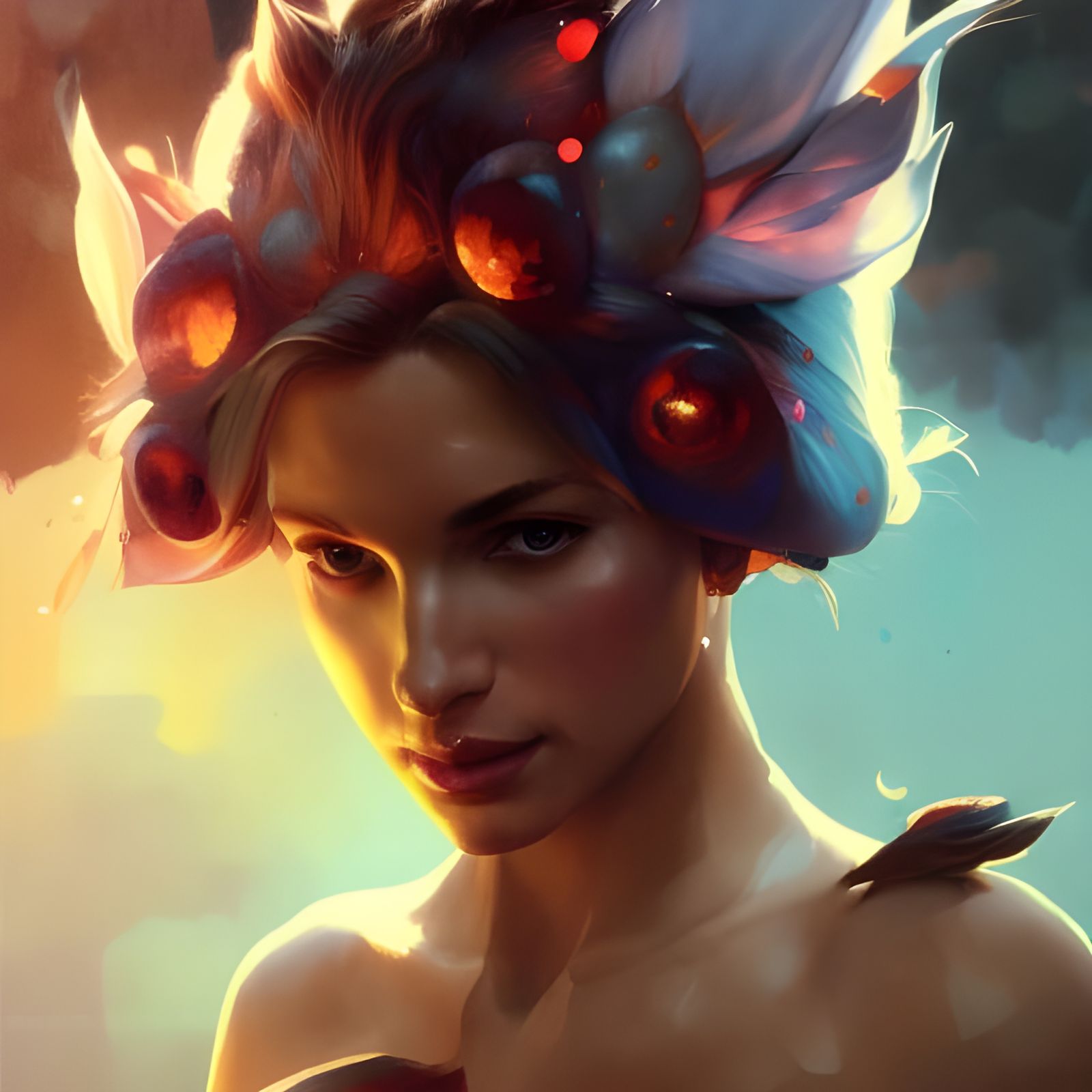 Queen Fox Portrait in Hyperdetailed Style