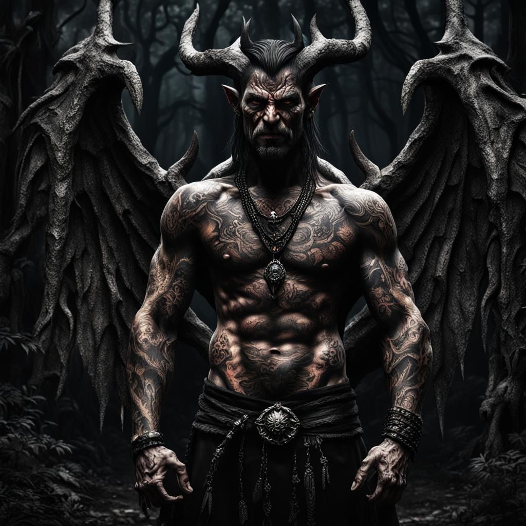 Lucifer Portrait in Dark Fantasy Underworld